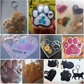 img 2 attached to 🐾 Набор из 4 форм для изготовления кейчейнов с отпечатками лапы, из силикона и смолы MityRain в виде сердца с лапцем собаки, а также с 20 кольцами для ключей для создания подарков на День Матери и День Валентина, для полимерной глины, значков для собак и украшения тортов.
