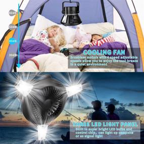 img 3 attached to 🏕️ Misby Camping Fan with LED Lights – Rechargeable Portable Tent Fan with Hanging Hook – Quiet Battery Powered USB Desktop Fan for Camping, Picnic, Barbecue, Fishing, Home & Office Use (Black)