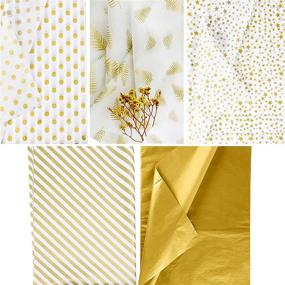 img 3 attached to 50 Sheets Bulk Gold Tissue Paper for Gift Wrapping - Metallic White Gold Tissue Paper for DIY Crafts, Shipping, and Gift Bags - 20 * 27.6 inches