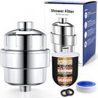 💧 15-stage shower head filter for hard water - activated carbon, chlorine, and fluoride removal - enhances skin, hair, and nail condition - includes filter cartridges logo