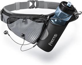 img 4 attached to 🏃 FREETOO Ultra-light Running Belt with 28oz Water Bottle Holder - Hydration Pack with Large Phone Pocket up to 6.5" - Perfect for Running and Walking (Black-Gray)