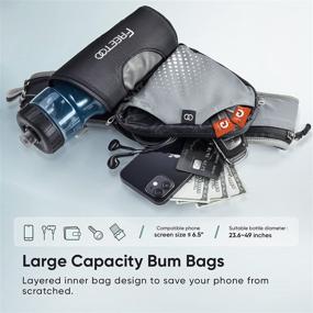 img 3 attached to 🏃 FREETOO Ultra-light Running Belt with 28oz Water Bottle Holder - Hydration Pack with Large Phone Pocket up to 6.5" - Perfect for Running and Walking (Black-Gray)