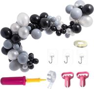 🎈 balloon arch garland kit with 120 latex balloons, balloon pump included - silver and black логотип