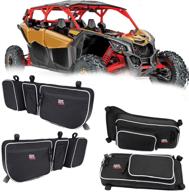 🚪 карманы для передних и задних дверей kemimoto x3 для can am maverick x3 max xrs xds turbo rr (2017-2022) с съемной подушкой для колена, держателем для кружки - набор из 4 боковых сумок для хранения дверей логотип