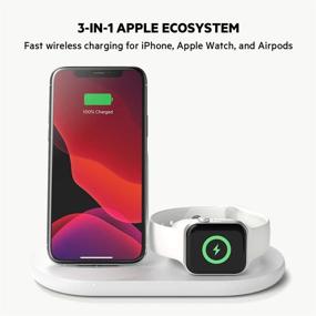 img 2 attached to 📱 Belkin 3-in-1 Wireless Charger for iPhone, Apple Watch, AirPods - Charging Dock Station, iPhone Charging Stand, Apple Watch Charging Dock - White (WIZ001ttWH)