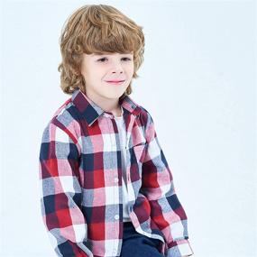 img 2 attached to 👚 Luxury Kids' Long Sleeve Flannel Plaid Shirt with Pocket, Button Down - Girls & Boys