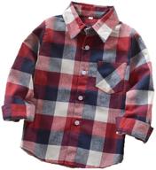 👚 luxury kids' long sleeve flannel plaid shirt with pocket, button down - girls & boys logo