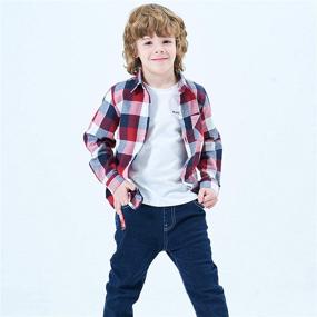 img 1 attached to 👚 Luxury Kids' Long Sleeve Flannel Plaid Shirt with Pocket, Button Down - Girls & Boys