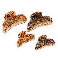 🦁 set of 4 hair claw clips: tortoise shell claw hair clip, large size - leopard print celluloid french design vintage barrettes for women logo