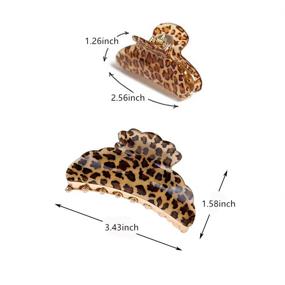 img 3 attached to 🦁 Set of 4 Hair Claw Clips: Tortoise Shell Claw Hair Clip, Large Size - Leopard Print Celluloid French Design Vintage Barrettes for Women