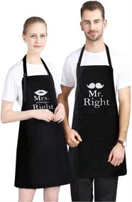 img 2 attached to 👨 Water Resistant 2 Pack Adjustable Bib Apron with 2 Pockets for Men and Women Chefs - Ideal Cooking and Baking Aprons, Black