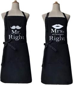 img 4 attached to 👨 Water Resistant 2 Pack Adjustable Bib Apron with 2 Pockets for Men and Women Chefs - Ideal Cooking and Baking Aprons, Black