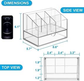 img 1 attached to 📐 VITVITI Acrylic Desk Organizer: Upgraded Clear Pencil Organizer with 7 Compartments, Drawer, and 500+ Pencils Capacity - Perfect for Office/Art Supplies