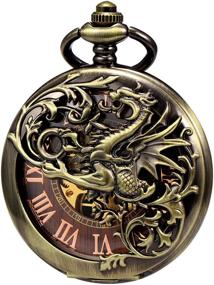 img 4 attached to 🐉 Treeweto Antique Dragon Mechanical Skeleton Men's Wristwatches