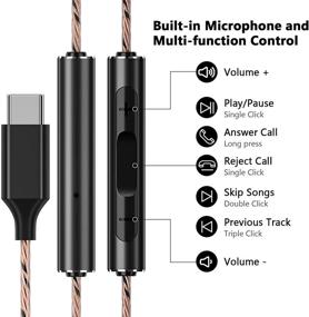 img 1 attached to Наушники с деревянным USB C: Hi-Fi стерео наушники с микрофоном и басом - совместимы с Samsung Galaxy, OnePlus, iPad, Pixel