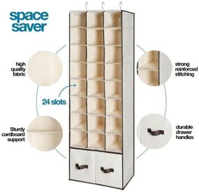 img 2 attached to 👠 Closet Shoe Organizer - 27 Pocket Storage Hanging Rack Holder for Shoes, Over Rod Hanger Caddy, Bedroom Closets Fabric Racks Organizers - 48" H x 14" D x 18" W