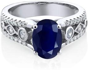 img 3 attached to 💍 925 Sterling Silver Blue Sapphire Women's Engagement Ring - 2.35 Cttw, Oval 8X6MM - Gemstone Birthstone - Size 5, 6, 7, 8, 9 Available