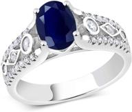 💍 925 sterling silver blue sapphire women's engagement ring - 2.35 cttw, oval 8x6mm - gemstone birthstone - size 5, 6, 7, 8, 9 available logo