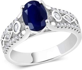 img 4 attached to 💍 925 Sterling Silver Blue Sapphire Women's Engagement Ring - 2.35 Cttw, Oval 8X6MM - Gemstone Birthstone - Size 5, 6, 7, 8, 9 Available