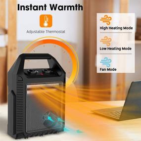 img 4 attached to 🔥 LIFEPLUS 1500W Electric Utility Heater: Personal Portable Space Heater with Adjustable Thermostat, 3 Power Modes, Fast Heating, and Safety Cut-off – Ideal for Home, Office, Garage, and Basement