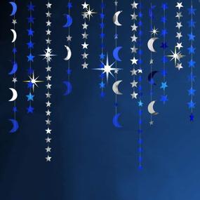 img 4 attached to 🌟 Decor365 Royal Blue Silver Stars and Moon Garlands Kit: Twinkle Little Star Party Decor Perfect for Birthdays, Weddings, Baby Showers, Christmas, Nursery, and Ramadan