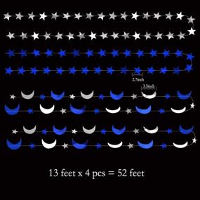 img 1 attached to 🌟 Decor365 Royal Blue Silver Stars and Moon Garlands Kit: Twinkle Little Star Party Decor Perfect for Birthdays, Weddings, Baby Showers, Christmas, Nursery, and Ramadan