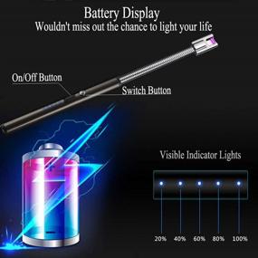 img 2 attached to 🔥 Arc Electronic Lighter - USB Rechargeable Candle Lighter with LED Battery Display, Safety Switch, 360° Flexible Neck, Flameless Windproof Design - Ideal for Camping, Cooking, Candles, BBQ, Fireworks