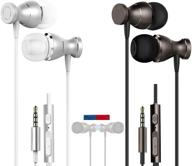 yucool 2-pack magnetic headphones with high definition, noise isolation, for iphone, ipod, android phone, tablet - black logo