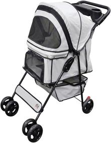 img 4 attached to 🦮 Maroon/Silver Pet Stroller by Go Pet Club
