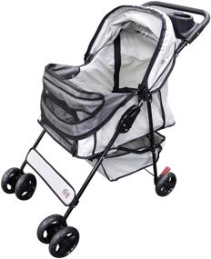 img 3 attached to 🦮 Maroon/Silver Pet Stroller by Go Pet Club