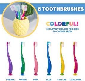 img 2 attached to 6-Pack Kids Toothbrush Set with Suction Cup Covers and Soft Bristles for Easy Access and Tiny Hands