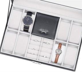 img 1 attached to 📦 NEX Watch Box: Stylish and Practical Lockable Leather Organizer with 8 Slots and Ring Storage for Women and Men