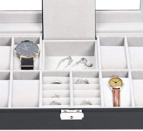 img 2 attached to 📦 NEX Watch Box: Stylish and Practical Lockable Leather Organizer with 8 Slots and Ring Storage for Women and Men