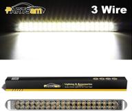🚚 partsam 17 inch white led truck trailer light bar: waterproof dual row surface mount, 40 led clear lens with backup reverse dome interior side marker for truck trailer rv logo