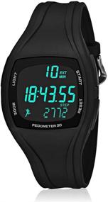 img 4 attached to CFGem Adolescent Multi-Functional Sports Digital Watch: Teen's Waterproof Wristwatch with Pedometer, Alarm, and Stopwatch Timer - Men's Outdoor Sports Watch (Black)