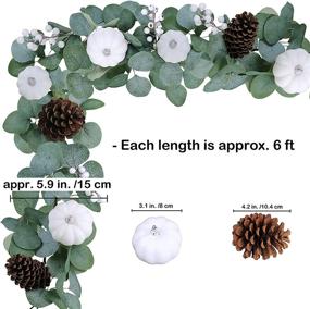 img 2 attached to 🎃 2 Pack White Pumpkin Garland: Artificial Eucalyptus with Pumpkins, Pinecones, and Berries - Perfect for Wedding, Thanksgiving, and Farmhouse Décor