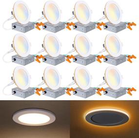 img 4 attached to 🔆 Hykolity 12 Pack 4 Inch LED Recessed Ceiling Light with Night Light, High Color Rendering Index (CRI) of 90, Energy Efficient 10.5W (Equivalent to 80W), 850lm, Selectable Color Temperature (2700K/3000K/3500K/4000K/5000K), Dimmable Can-Killer Downlight, J-Box Included