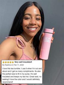 img 1 attached to 🎀 Girl's Tea Infuser Bottle - Insulated Stainless Steel Thermos & Water Bottle - Non-Slip Exterior - Leak-Proof Seal - 6 Attractive Colors with Motivational Message - Perfect Gift & Cute Packaging - 15 oz. Pink