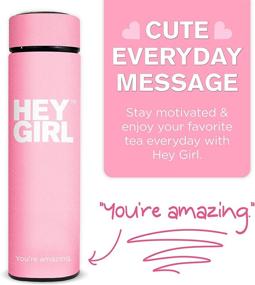 img 2 attached to 🎀 Girl's Tea Infuser Bottle - Insulated Stainless Steel Thermos & Water Bottle - Non-Slip Exterior - Leak-Proof Seal - 6 Attractive Colors with Motivational Message - Perfect Gift & Cute Packaging - 15 oz. Pink