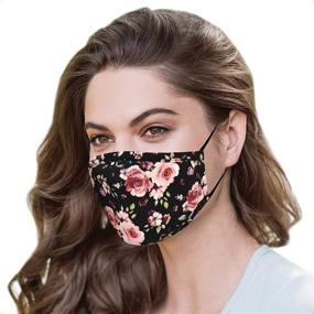 img 4 attached to 🌺 Floral Designer Face Mask with Nose Wire | Reusable & Washable | Includes 4 Carbon Filters | Cotton | Fashionable