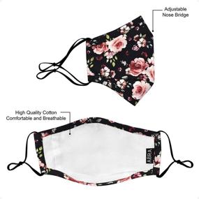 img 2 attached to 🌺 Floral Designer Face Mask with Nose Wire | Reusable & Washable | Includes 4 Carbon Filters | Cotton | Fashionable