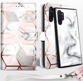 img 4 attached to 📱 Shields Up Galaxy Note 10 Plus Wallet Case - Detachable Magnetic Wallet, Durable & Slim with Card Holder & Wrist Strap - Vegan Leather Cover for Samsung Galaxy Note 10 Plus (Marble)