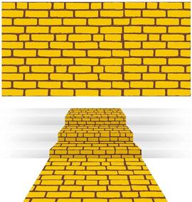 img 4 attached to 🟡 Yellow Brick Road Floor Runner & Wall Backdrop Set - 2 Sheets, 4.5 x 9 Feet Size, Ideal for Princess Decorations, Halloween Cosplay Party Decor