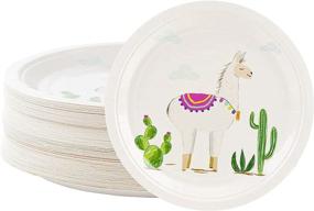 img 4 attached to 80-Count Llama Party Disposable Plates - Paper Plate Supplies for Appetizer, Lunch, Dinner, Dessert, and Kids Birthdays, 9 x 9 Inches