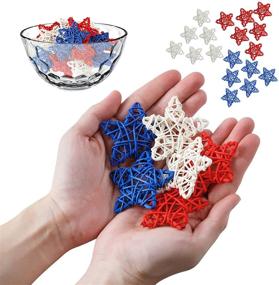 img 2 attached to 🎆 18-Pack 4th of July Star Shaped Rattan Balls Decoration - 2.36 Inch Red Blue White Stars - Natural Wicker Home Decor DIY Pentagram Vases - Ideal for Decor, Wedding, Christmas Tree Decoration