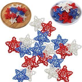 img 1 attached to 🎆 18-Pack 4th of July Star Shaped Rattan Balls Decoration - 2.36 Inch Red Blue White Stars - Natural Wicker Home Decor DIY Pentagram Vases - Ideal for Decor, Wedding, Christmas Tree Decoration