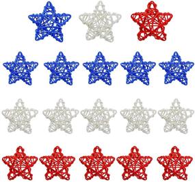 img 4 attached to 🎆 18-Pack 4th of July Star Shaped Rattan Balls Decoration - 2.36 Inch Red Blue White Stars - Natural Wicker Home Decor DIY Pentagram Vases - Ideal for Decor, Wedding, Christmas Tree Decoration