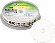 📀 10-pack smartbuy 2x 25gb blue blu-ray bd-re rewritable white inkjet hub printable blank bluray discs - premium quality and versatility logo