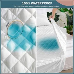 img 3 attached to 🛏️ UNILIBRA Quilted Mattress Pad Queen Size - 100% Waterproof, Deep Pocket Fitted Mattress Protector Cover, Breathable, Hollow Cotton Alternative Filling Topper