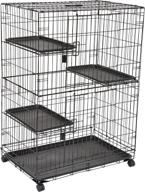 🐱 spacious, sturdy cat cage: amazon basics large kennel, 3-tier playpen crate - 36 x 22 x 51 inches, black logo